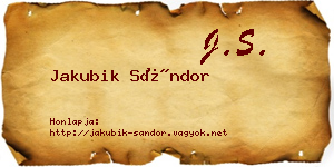 Jakubik Sándor névjegykártya